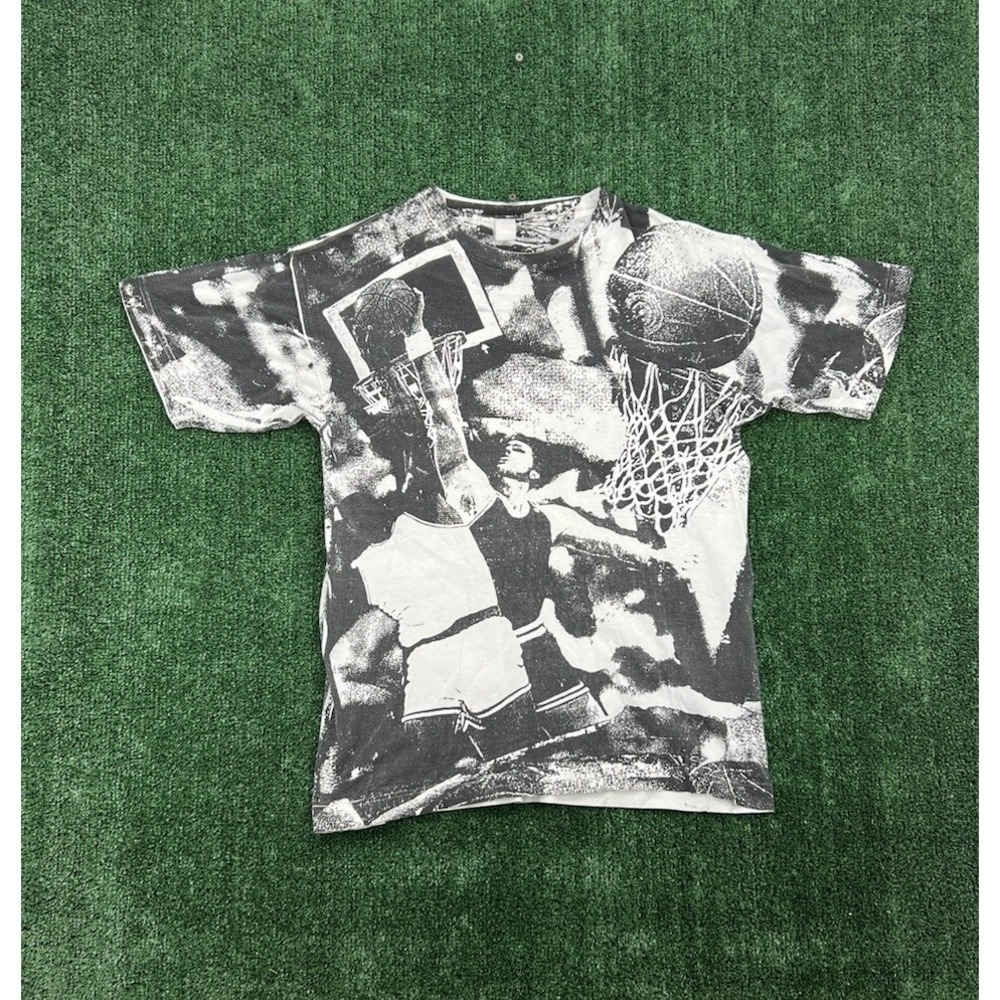 Vintage 90s Basketball All Over Print Artex Nebraska University Large T-Shirt